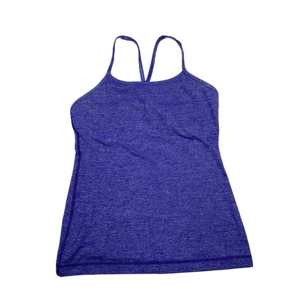 Lululemon Power Y Tank Top Purple Heathered Built In Shelf Bra Size 6